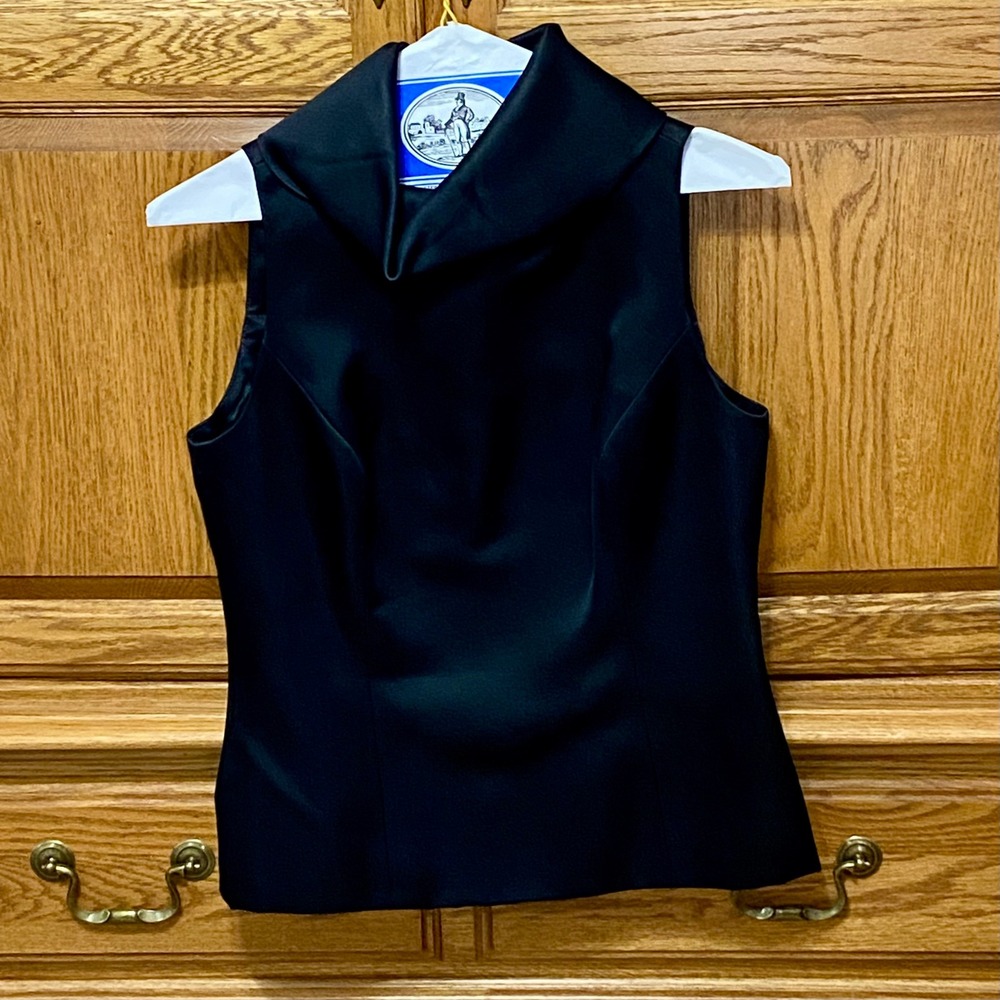 RALPH LAUREN COLLECTION Runway Black Silk Satin High Cowl Neck Top Blouse 4
